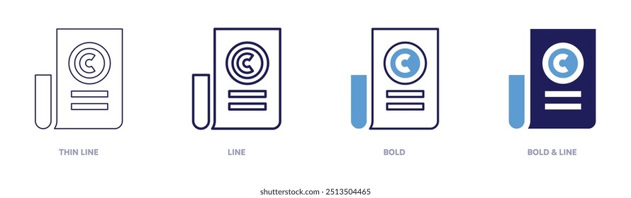 File authentication icon in 4 different styles. Thin Line, Line, Bold, and Bold Line. Duotone style. Editable stroke.