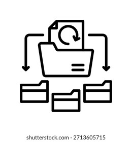 Ilustración vectorial de línea de icono de copia de seguridad de archivos