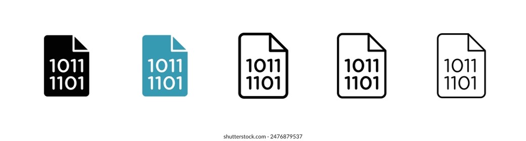 File Binary black liner icon collection