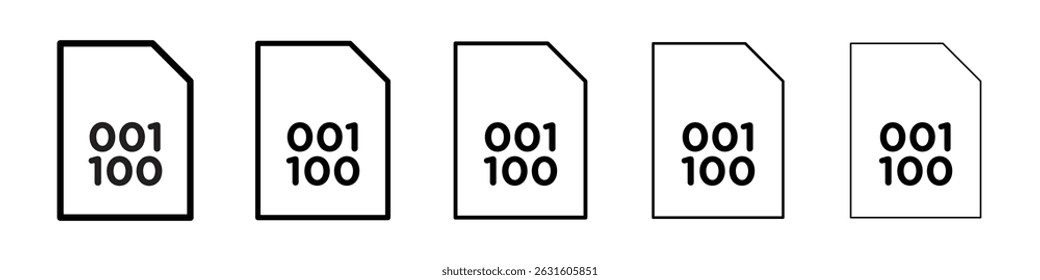 File Binary icon in black. Vector illustration for graphic design