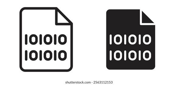 File Binary icons in black line and filled versions