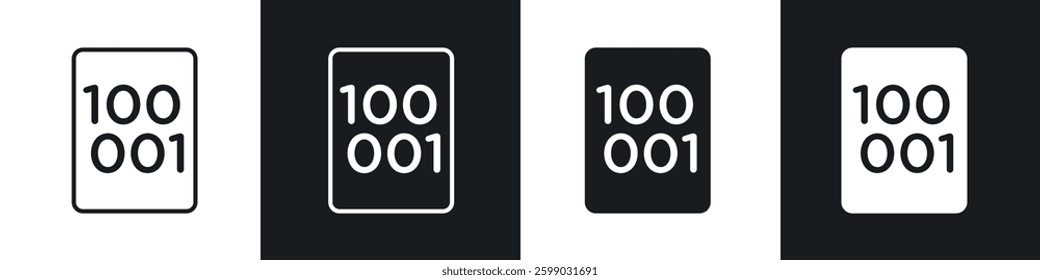File Binary icons in flat and linear vector illustration on white background.