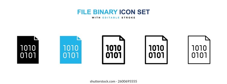 File Binary icons graphics set in black and blue colors