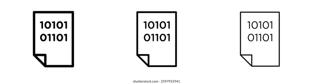 File Binary thin line vector icon set.