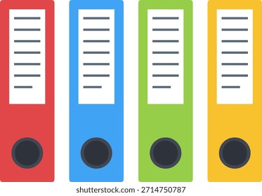 “colorful file binders for office storage, flat minimal vector icon”