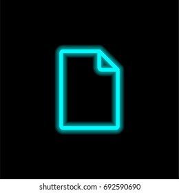 File blue glowing neon ui ux icon. Glowing sign logo vector
