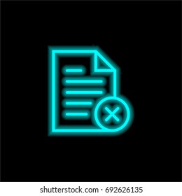 File blue glowing neon ui ux icon. Glowing sign logo vector
