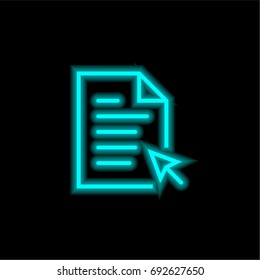 File blue glowing neon ui ux icon. Glowing sign logo vector