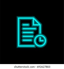 File blue glowing neon ui ux icon. Glowing sign logo vector