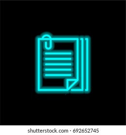 File blue glowing neon ui ux icon. Glowing sign logo vector