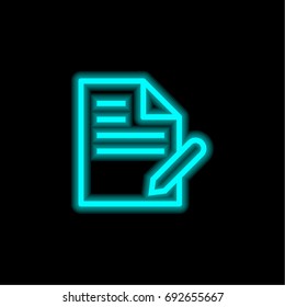 File blue glowing neon ui ux icon. Glowing sign logo vector