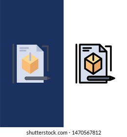 File, Box, Pencil, Technology  Icons. Flat and Line Filled Icon Set Vector Blue Background. Vector Icon Template background