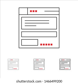File, Browser, Computing, Code Bold and thin black line icon set. Vector Icon Template background