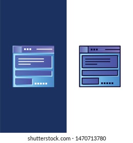 File, Browser, Computing, Code  Icons. Flat and Line Filled Icon Set Vector Blue Background. Vector Icon Template background