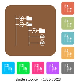 File browser with jpg files flat icons on rounded square vivid color backgrounds.