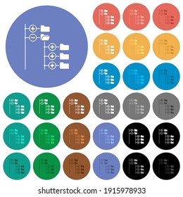 Navegador de archivos con archivos jpg iconos planos de varios colores en fondos redondos. Se incluyeron variaciones de iconos blancos, claros y oscuros para efectos de estado activo y de movimiento, y tonos extra.