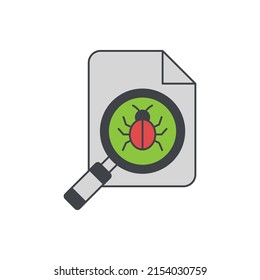 File with bug or malware icon in color icon, isolated on white background 