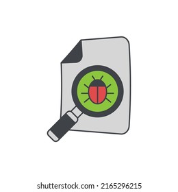 File with bug or malware icon in color icon, isolated on white background 