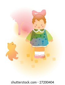 The file is built in Adobe Illustrator. Each object is on a separate layer. All colors are global. The imitation of a watercolor painting in retro style.