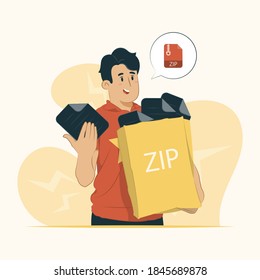 File bundle concept illustration for banner, poster, website, etc.