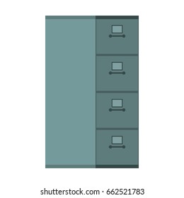File Cabinet closed. Card index  Iron box for documents. Office furniture