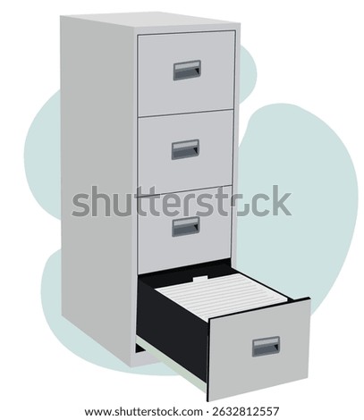 file cabinet. Documents open office box. Closet safe with documents
