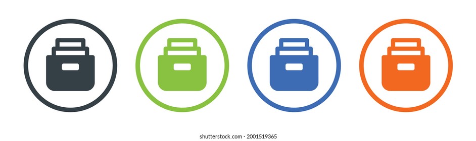 File Cabinet Drawer Icon Set. Vector Illustration