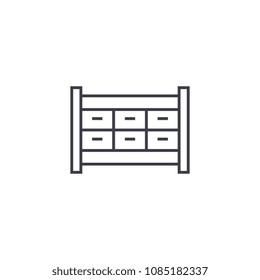 file cabinet drawer vector line icon, sign, illustration on background, editable strokes