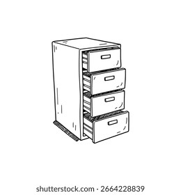 File cabinet with drawers open showing organized office storage space