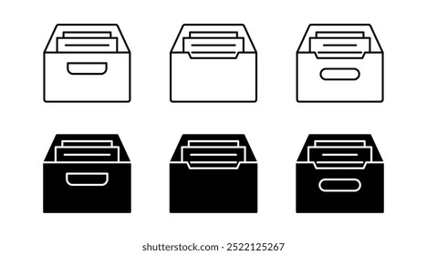 File Cabinet Icon Collection. File Box Symbol. Modern Design Business Concept