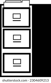file cabinet icon. filing cabinet with three drawer sign. open office filing cabinet symbol. flat style.