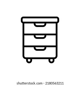 File Cabinet Icon. Line Art Style Design Isolated On White Background