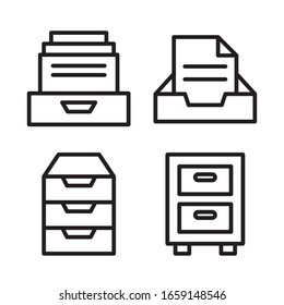 File cabinet icon set. Vector graphic illustration. Suitable for website design, logo, app, template, and ui. EPS 10.