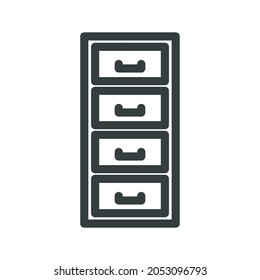 File Cabinet Icon Vector. Flat icon isolated on the white background. Editable EPS file. Vector illustration.