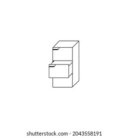 File cabinet isometric simple lines outline vector logo icon sign symbol template. Isolated object on white background
