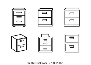 ilustração de vetor de arte de linha de gabinete de arquivo isolada