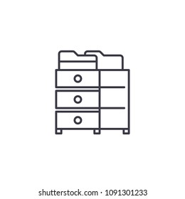 File cabinet linear icon concept. File cabinet line vector sign, symbol, illustration.
