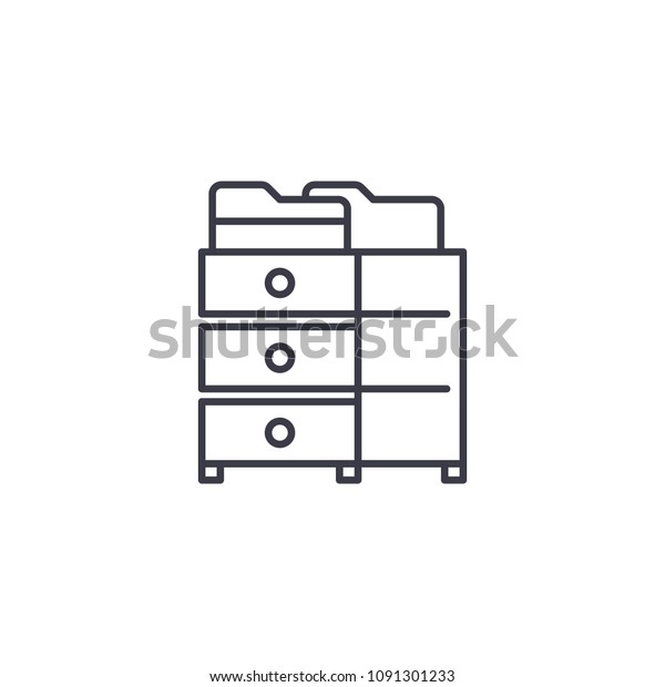 File Cabinet Linear Icon Concept File Stock Vector Royalty Free 1091301233