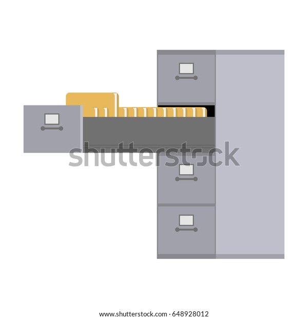 File Cabinet Open Card Index Iron Stock Vector Royalty Free 648928012