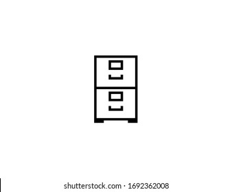 File Cabinet Vector Flat Icon. Isolated File Cabinet, Drawer Illustration 