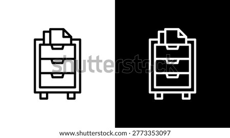 File Cabinet White Icon Set Design
