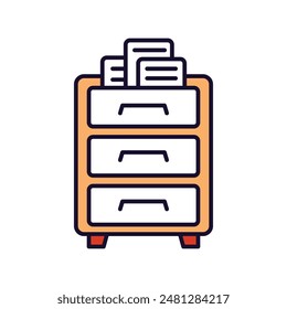 Dateikabinett-Symbol mit weißem Hintergrund Vektorgrafik Stock Illustration