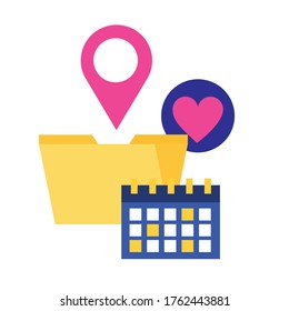 file calendar and gps mark design, Digital marketing and ecommerce theme Vector illustration
