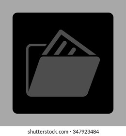 File Catalog vector icon. Style is flat rounded square button, gray and black colors, silver background.