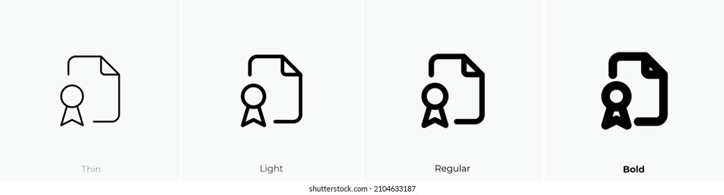 icono de certificado de archivo. Diseño delgado, ligero y audaz aislado en un fondo blanco