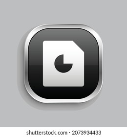 file chart 2 fill icon design. Glossy Button style rounded rectangle isolated on gray background. Vector illustration