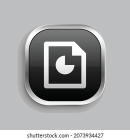 file chart 2 line icon design. Glossy Button style rounded rectangle isolated on gray background. Vector illustration