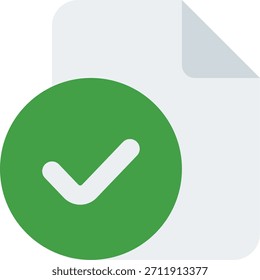 Icono de Vector de comprobación de archivos en estilo moderno, documento aprobado y concepto de datos verificados, ilustración de administración de archivos de oficina, Icono plano