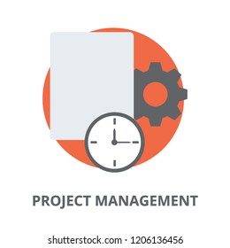 
file with clock and cogwheel showing project management
