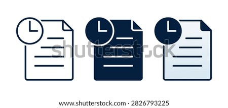 File Clock Icon. Document and Time Symbol for Deadlines, Appointment Scheduling. Vector Illustration
